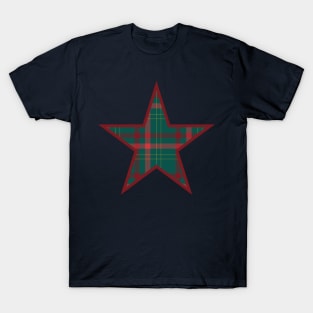 Maroon and green plaid star T-Shirt